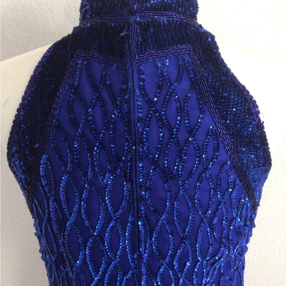 Laurence Kazar Royal Blue Beaded Evening Gown - Picture 6 of 7